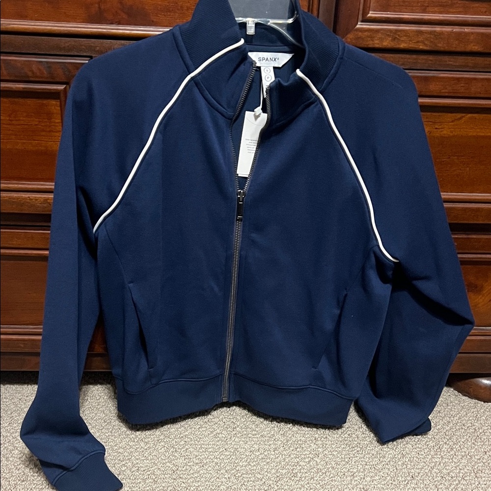 Spanx Air Pique Navy Track Jacket